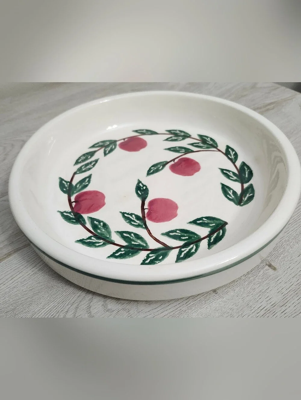 Vintage Stoneware Pie Plate Dish Crock Shop Santa Ana, CA USA Cottagecore